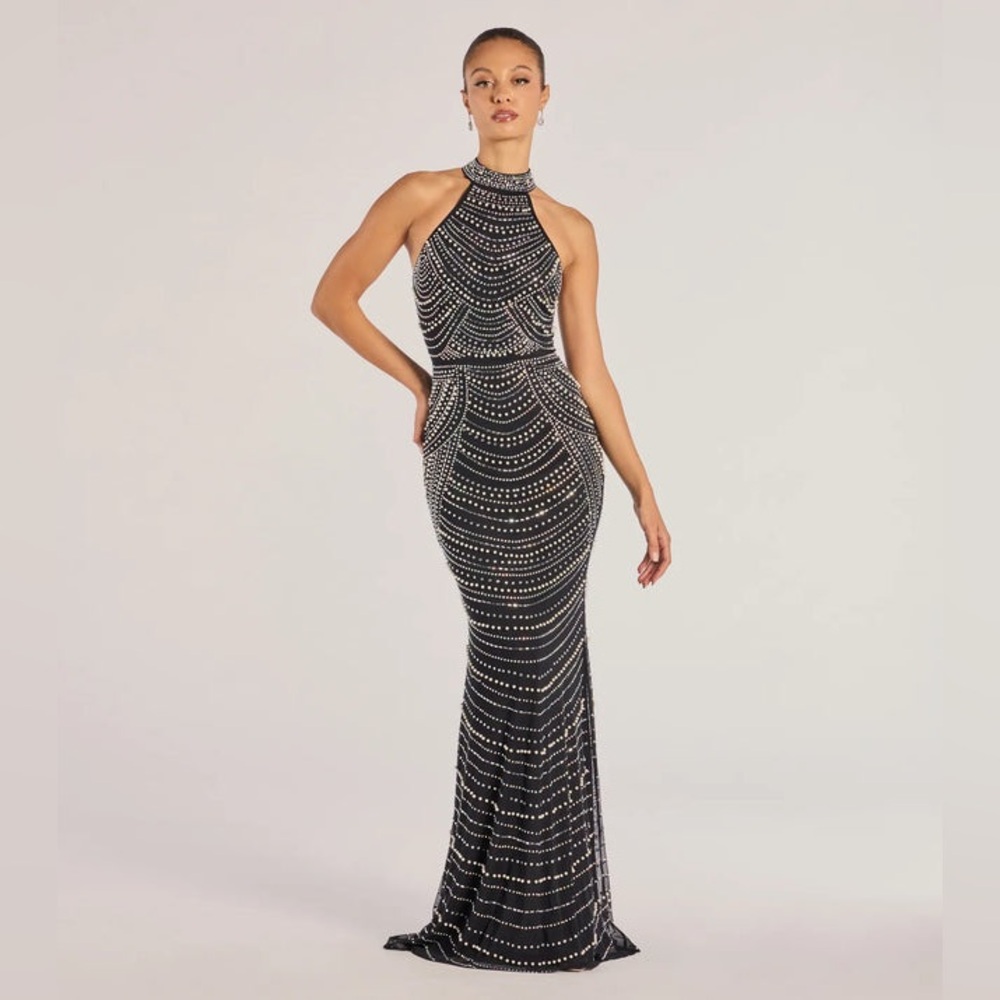 Windsor Black Sloane Rhinestone And Faux Pearl Mermaid Dress